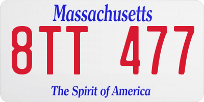 MA license plate 8TT477