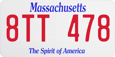 MA license plate 8TT478