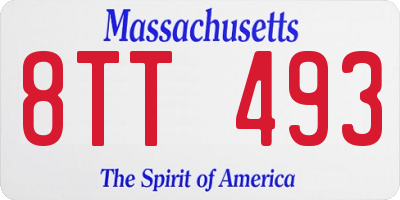 MA license plate 8TT493