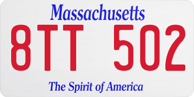 MA license plate 8TT502