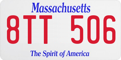MA license plate 8TT506
