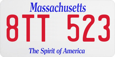MA license plate 8TT523
