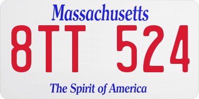 MA license plate 8TT524