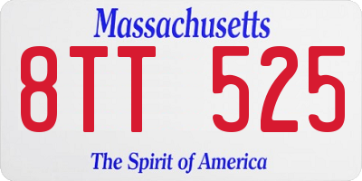 MA license plate 8TT525