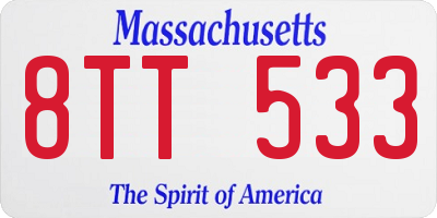 MA license plate 8TT533