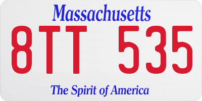 MA license plate 8TT535