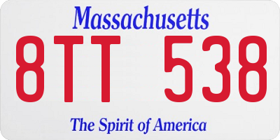 MA license plate 8TT538