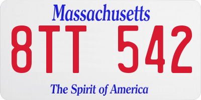 MA license plate 8TT542