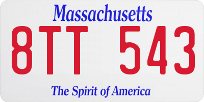 MA license plate 8TT543