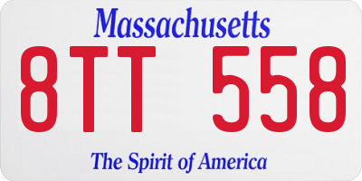 MA license plate 8TT558