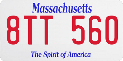 MA license plate 8TT560