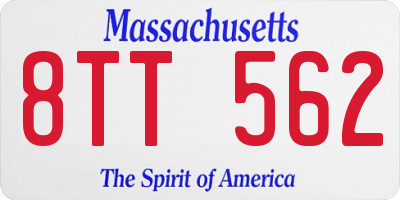 MA license plate 8TT562
