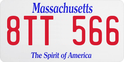 MA license plate 8TT566