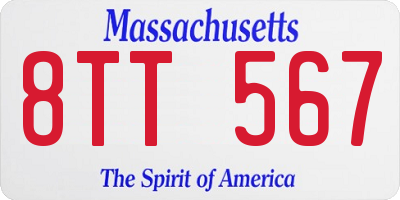 MA license plate 8TT567