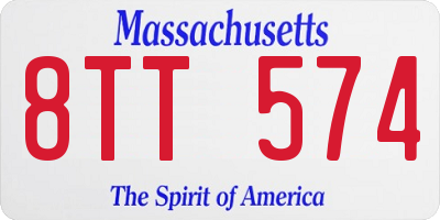 MA license plate 8TT574