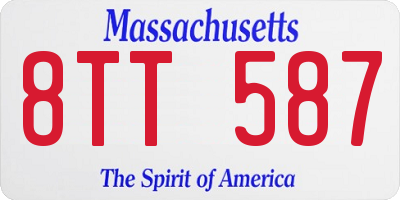 MA license plate 8TT587