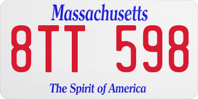 MA license plate 8TT598