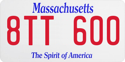 MA license plate 8TT600