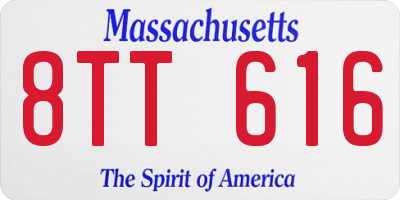 MA license plate 8TT616