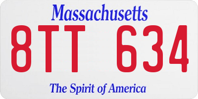 MA license plate 8TT634