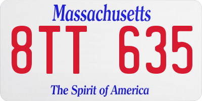 MA license plate 8TT635
