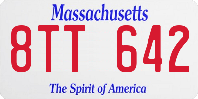 MA license plate 8TT642