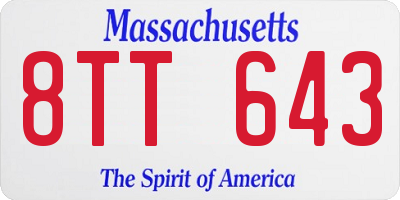 MA license plate 8TT643