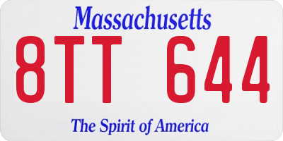 MA license plate 8TT644