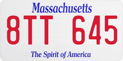 MA license plate 8TT645