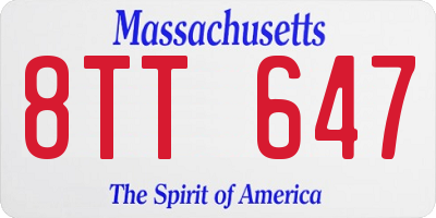 MA license plate 8TT647
