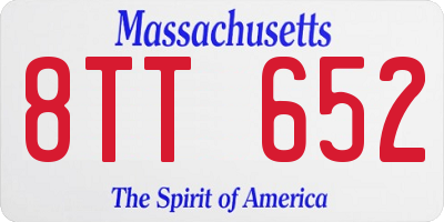 MA license plate 8TT652