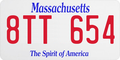 MA license plate 8TT654