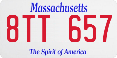 MA license plate 8TT657