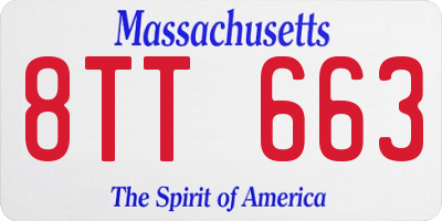 MA license plate 8TT663