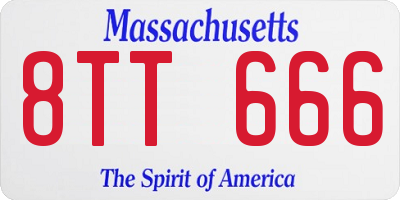 MA license plate 8TT666