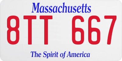 MA license plate 8TT667