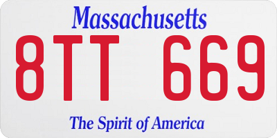 MA license plate 8TT669