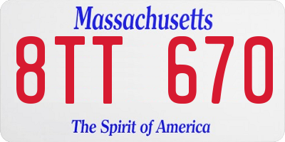MA license plate 8TT670