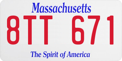 MA license plate 8TT671