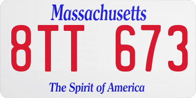 MA license plate 8TT673