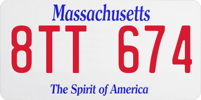 MA license plate 8TT674