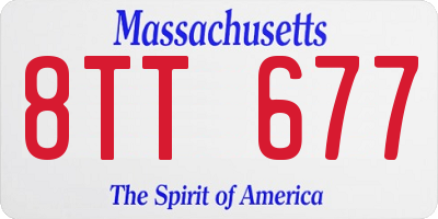 MA license plate 8TT677