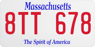 MA license plate 8TT678