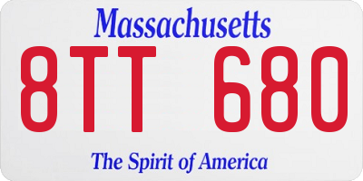 MA license plate 8TT680