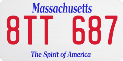 MA license plate 8TT687
