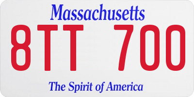 MA license plate 8TT700