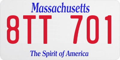 MA license plate 8TT701