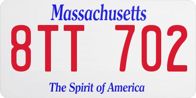 MA license plate 8TT702
