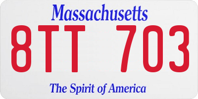 MA license plate 8TT703