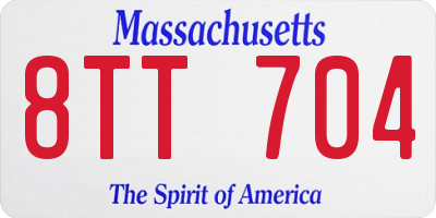 MA license plate 8TT704